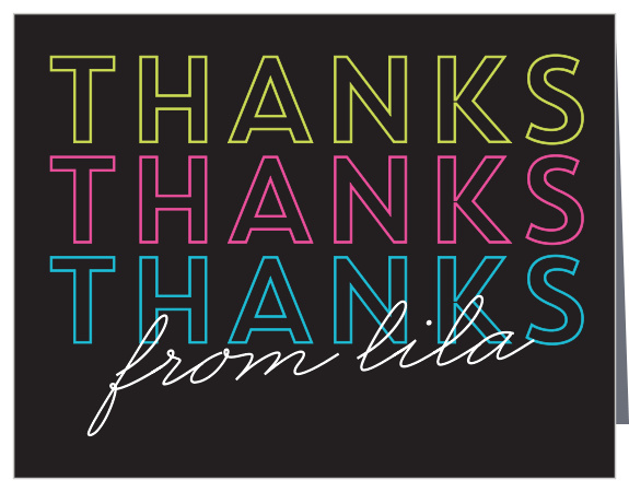 Neon colors decorate this fun Glow in the Dark Thank You Card.