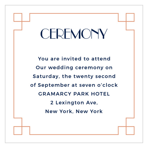 Frame your text with the art deco border of the Coney Island Foil Ceremony Cards.