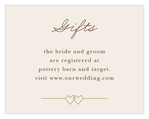 Stylized hearts set below your text on the Linked Heart Registry Cards.