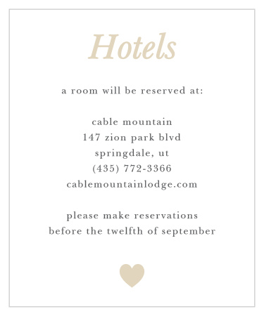 Let your guests know about the best reservations for travel and when to make them by with the Sophisticated Shimmer Accommodation Cards.