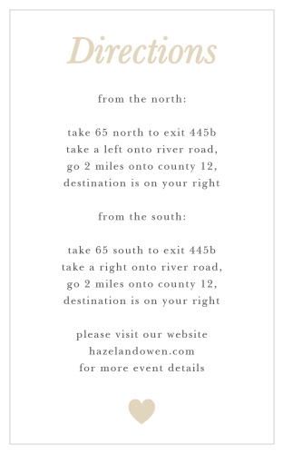 Provide your guests with the best directions to find your wedding venue with the Sophisticated Shimmer Direction Cards.