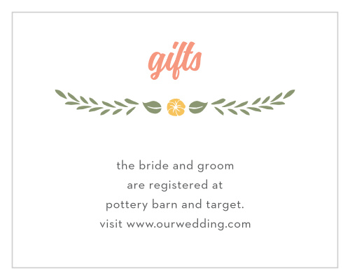 Direct guests to your wedding wish list and website with the Floral Charm Registry Cards.