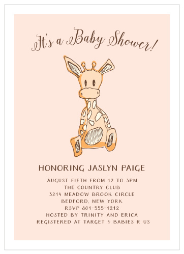 Send out your baby shower invites with the Giraffe Girl Baby Shower Invitations.