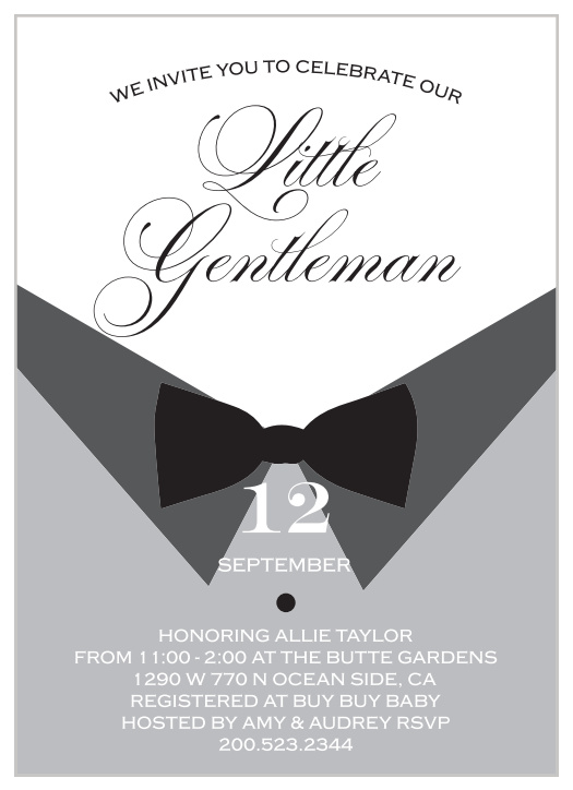 The Little Gentle Baby Shower is features a fun bow-tie and dress shirt theme, perfect for your classy little man and baby shower.
