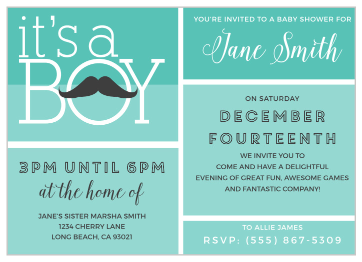 This trendy Mustachio Mayhem Baby Shower Invitation is perfect for your little gent-to-be!
