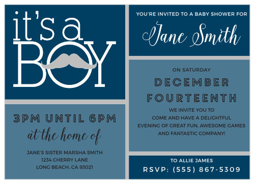 This trendy Mustachio Mayhem Foil Baby Shower Invitation is perfect for your little gent-to-be!