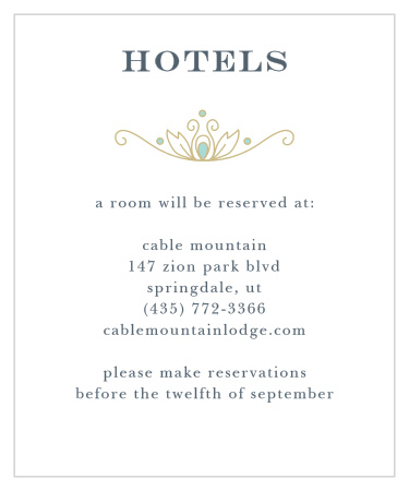 Make sure guests know where to stay with the Peacock Flourish Ceremony Cards.