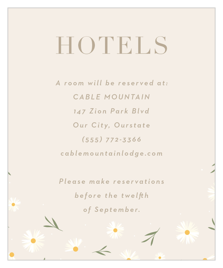 Falling Daisies Accommodation Cards