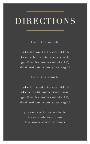 Give guests the best route to get to your wedding venue with the Peacock Feather Foil Direction Cards.