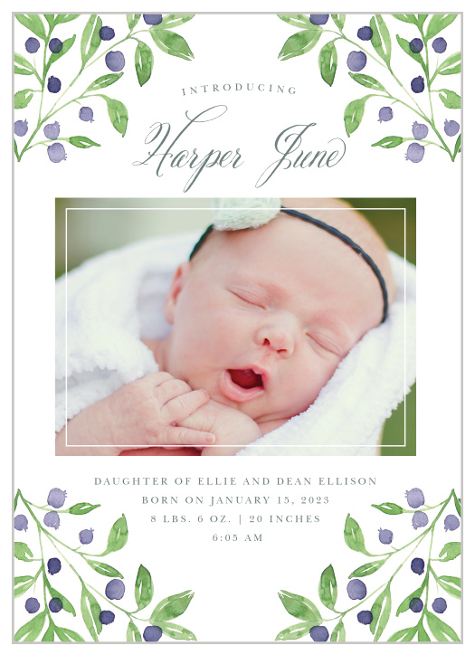 Show off your little one with the Farmer’s Market Birth Announcement.