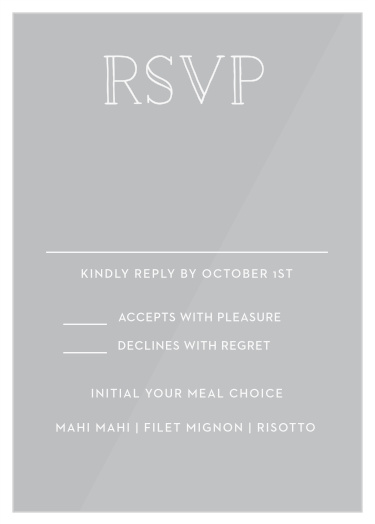 The Framed Type Clear Response Cards get your guests' reservations and their attention with its beautifully simple design.