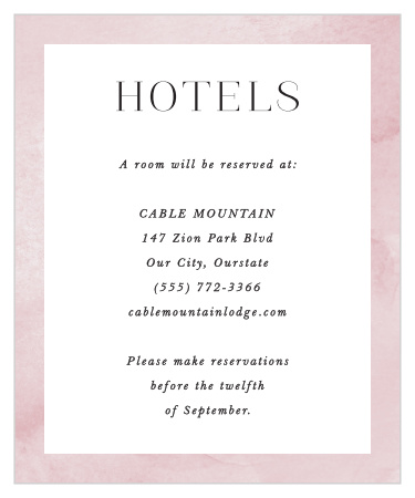 Our Colorful Band Accommodation Cards inform out-of-town family and friends where you have booked a block of rooms.