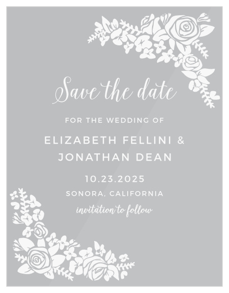 The Botanical Corners Clear Save-the-Date Cards are perfect for those couples who to add a sweet floral touch to wedding stationery.