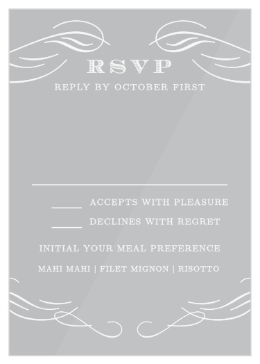 Collect your guests' reservations and meal preferences with the Scrolled Frame Clear Response Cards