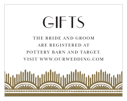 Dress the link to your wedding website and registries in vintage class with the Roaring Twenties Registry Cards.