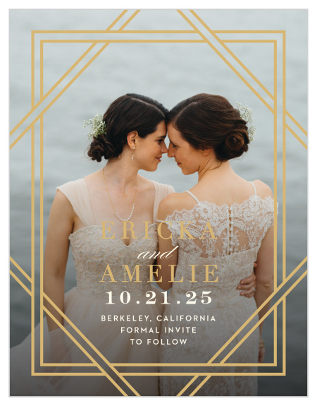 Our Elegant Overlap Save the Date Magnets are sure to have family and friends running to their calendars to pencil in your wedding day.