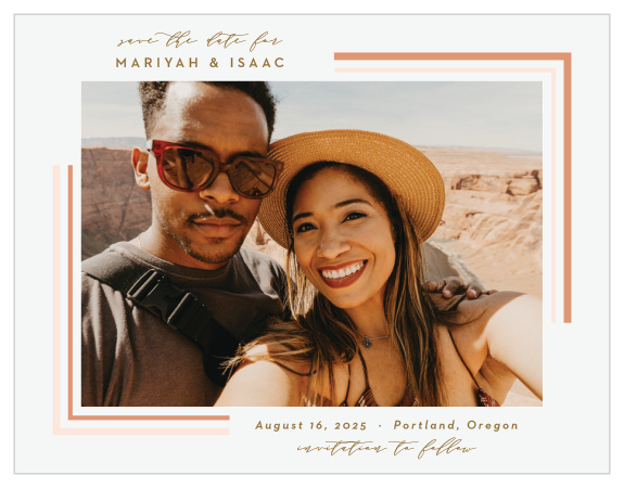 Announce your recent engagement, and upcoming wedding, with our Clean Lines Save the Date Magnets!