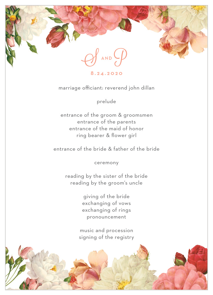 Le Jardinier Wedding Programs
