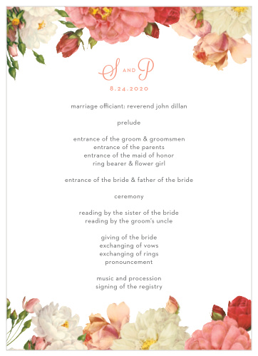 When your guests arrive at your wedding use the Le Jardinier Wedding Programs to inform them of the agenda in style.