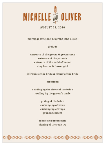 Guide your guests through each moment, and each member, of your wedding ceremony with our Desert Sky Wedding Programs.