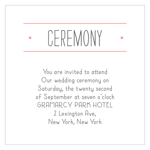The playfully simple typeface that covers our Simple Seal Ceremony Cards is perfect for inviting guests to a smaller, more intimate ceremony.
