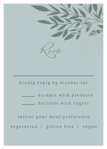 Our lovely Lakeside Leaves Foil Response Cards will ensure that you're able to account for every guest. 