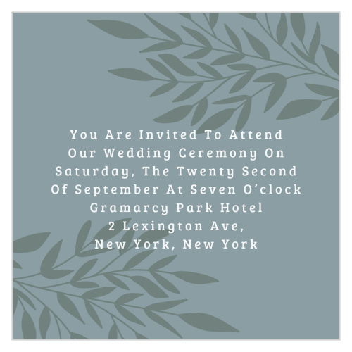 Lakeside Leaves Foil Ceremony Cards give you a gorgeous way to make sure that all of your loved ones are there for the special moment.