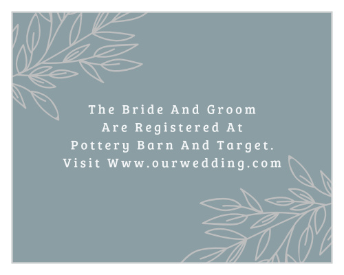 Lakeside Leaves Foil Registry Cards give you the opportunity to inform your guests, ahead of time, where to buy wedding gifts from.