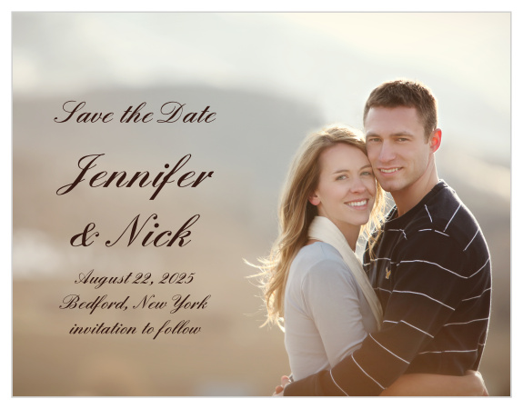 Our Simple Luxury photo save the date card is a simple photo design that lets you use your favorite photo to create your save the date.
