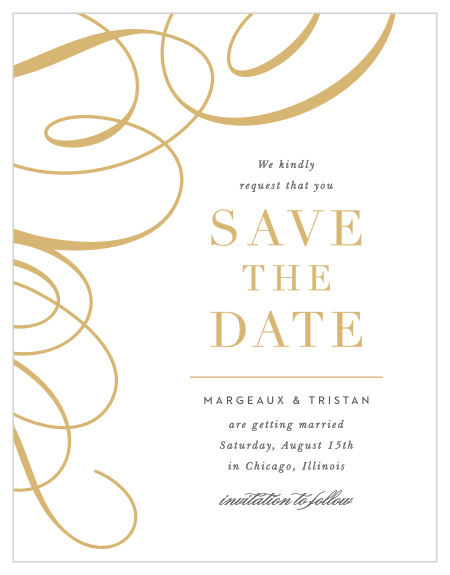 Family and friends are sure to mark their calendars for your wedding when they see the look of our Timeless Swirls Save the Date Magnet.