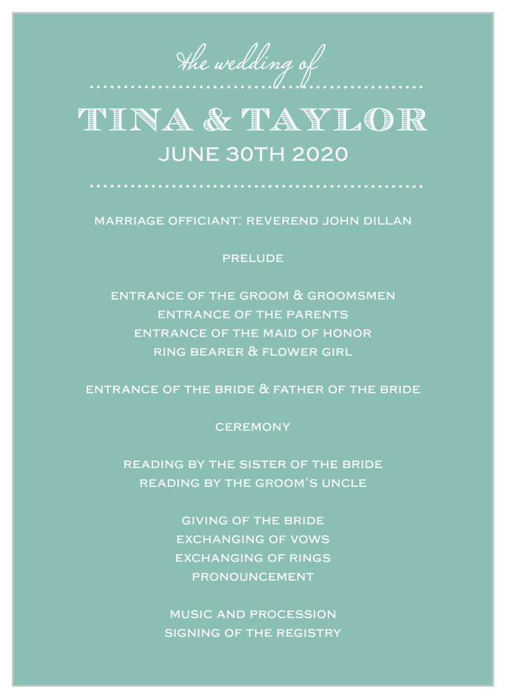 Vintage Label Wedding Programs