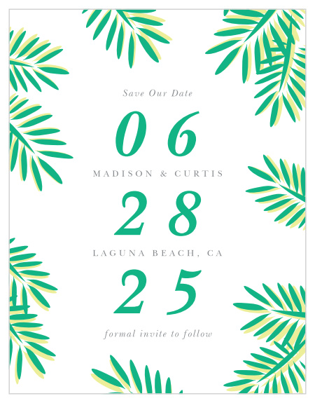 Use our Tropical Dream Save the Date Magnets to announce your tropical-theme wedding!