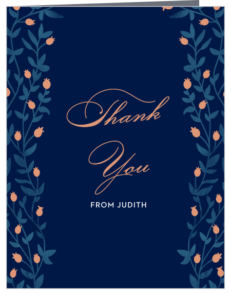 Enchanting leaves trail along the sides of the Vintage Vines Foil LDS Baptism Thank You Cards.