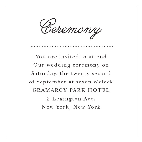 Exquisite, curling calligraphy decorates the French Label Ceremony Cards.