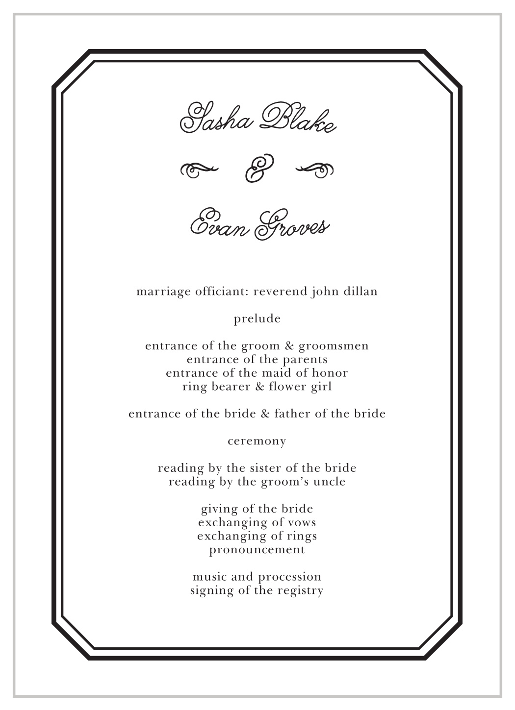 French Label Wedding Programs