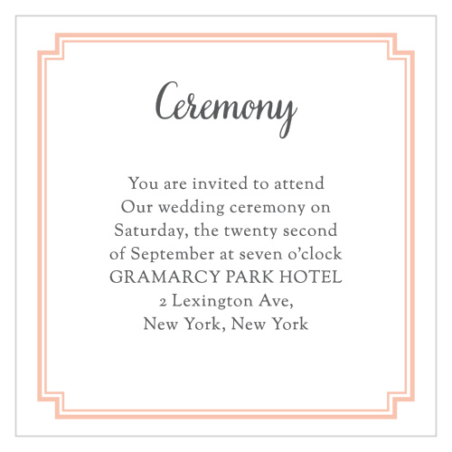 Make sure that your guests know the location of your venue with Utterly Chic Ceremony Cards.