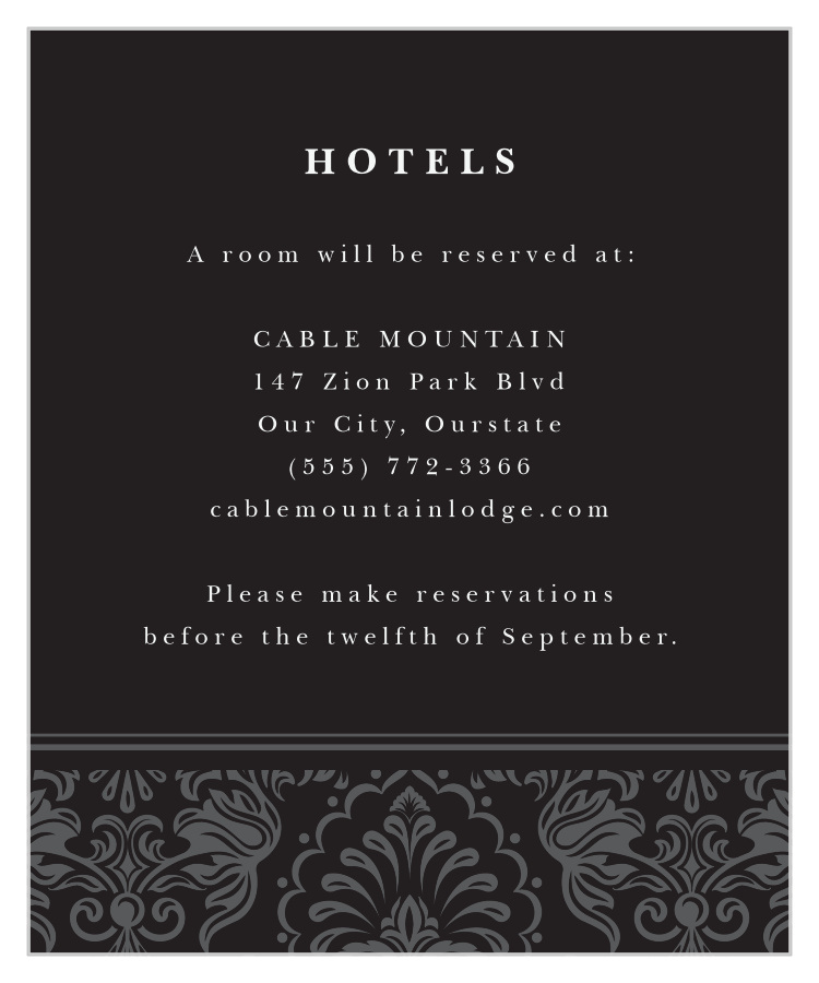 Formal Damask Accommodation Cards