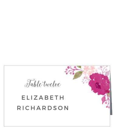 Watercolor-styled florals accent your guests’ names on the Watercolor Wreath Place Cards.