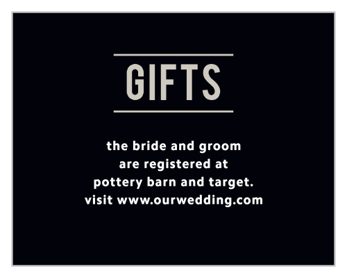 Make sure your guests know your registry details using the Zig Zags Registry Cards.