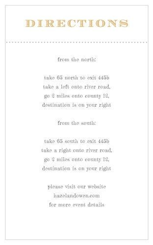 Guide guest to your wedding venue with the Vintage Label Foil Direction Cards.