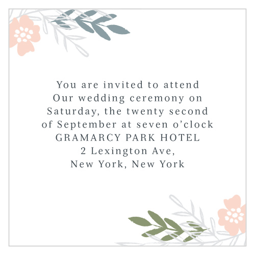 Glimmering Garland Ceremony Cards give you the opportunity to invite only a select few to your smaller, more intimate ceremony.