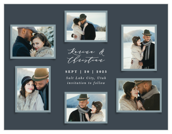 Be sure family and friends mark their calendars for your wedding when you send out our Elegant Photo Collage Save the Date Magnets.