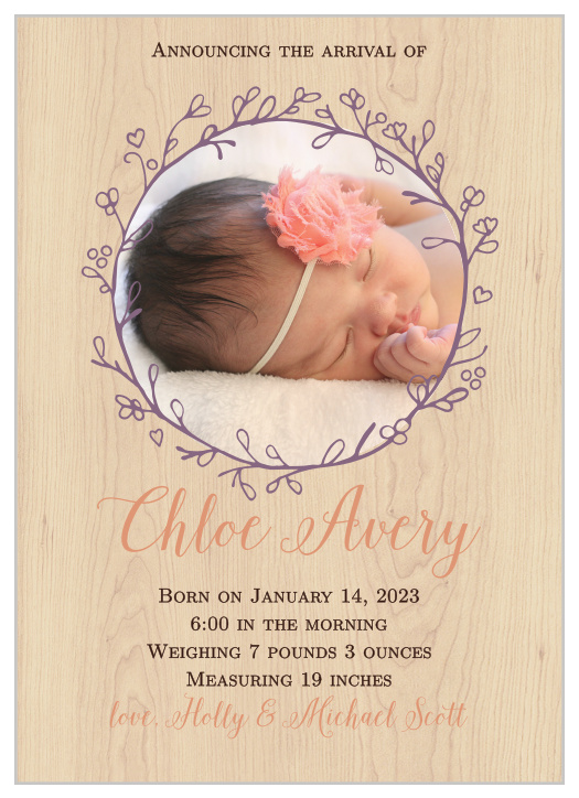The Adorable Branch baby shower invitations have small budding branches above and below your important details giving this design the perfect rustic feel.