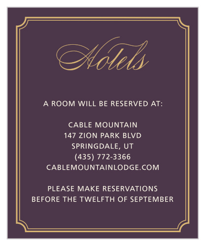 Help your guests find only the best with our Style & Grace Foil Accommodation Cards.