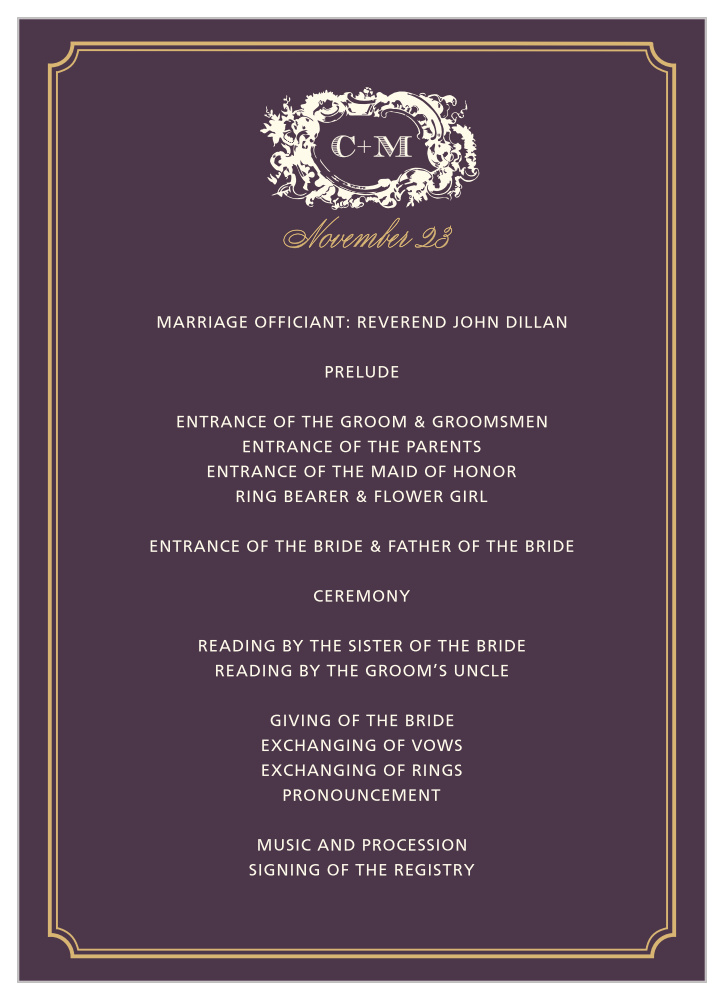 Style & Grace Foil Wedding Programs