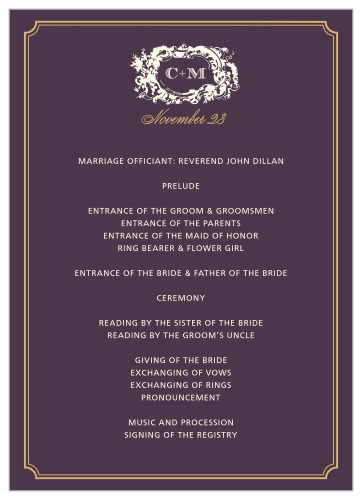 Help your guests follow along with every special moment of your wedding ceremony with our Style & Grace Foil Wedding Programs.