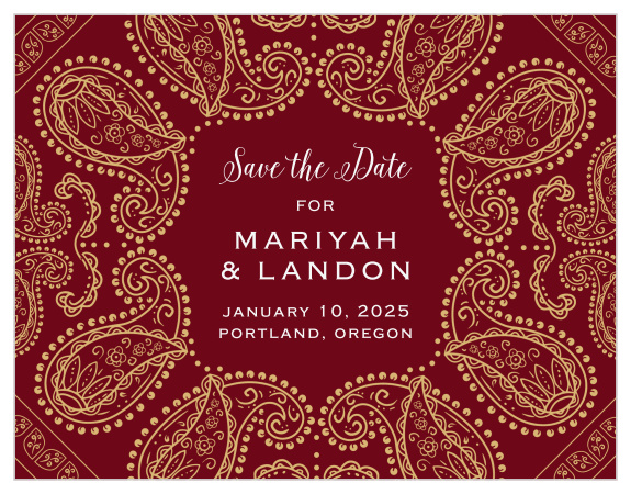 Wow your friends and family with both your good news and the design of our Precious Paisley Save the Date Magnets.