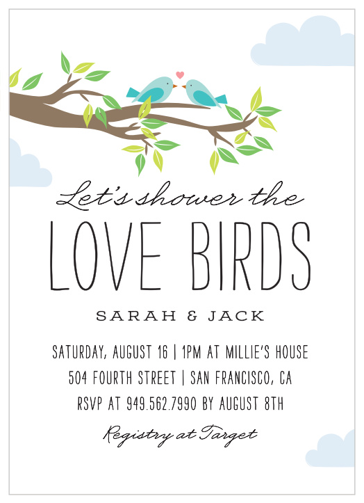 Bring your favorite people together for pre-wedding festivities with our Love Birds Bridal Shower Invitations. 