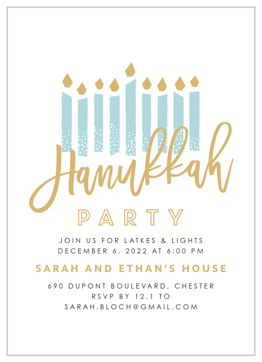 To celebrate Hanukkah this year, send out Modern Handwritten Foil Hanukkah Party Invitations to your friends and family.