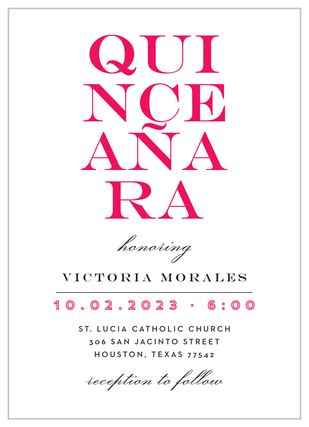 Type Stack Quinceañera Invitations